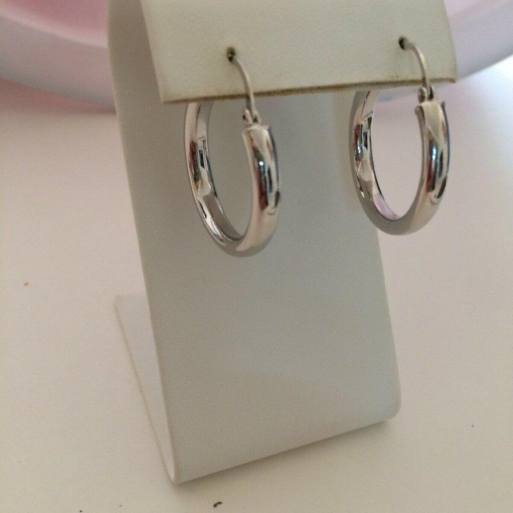 Silver Tone Hoop Dangle Earrings Marked Snapback